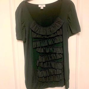 LOFT by Ann Taylor Women’s Black Ruffle Top. Brand New. Never Worn. Size M
